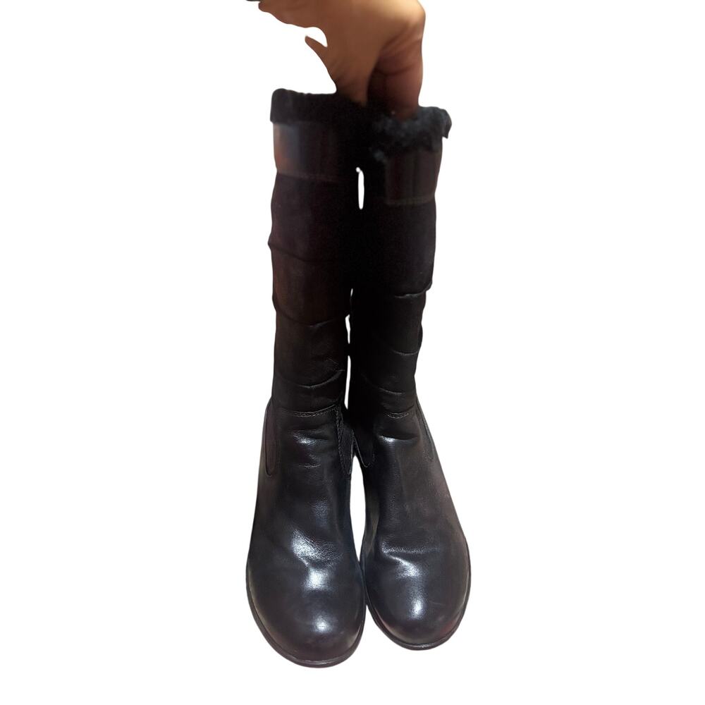 Hotter black leather 2” heeled boot 8.5 Moray-Moray style euc box stored